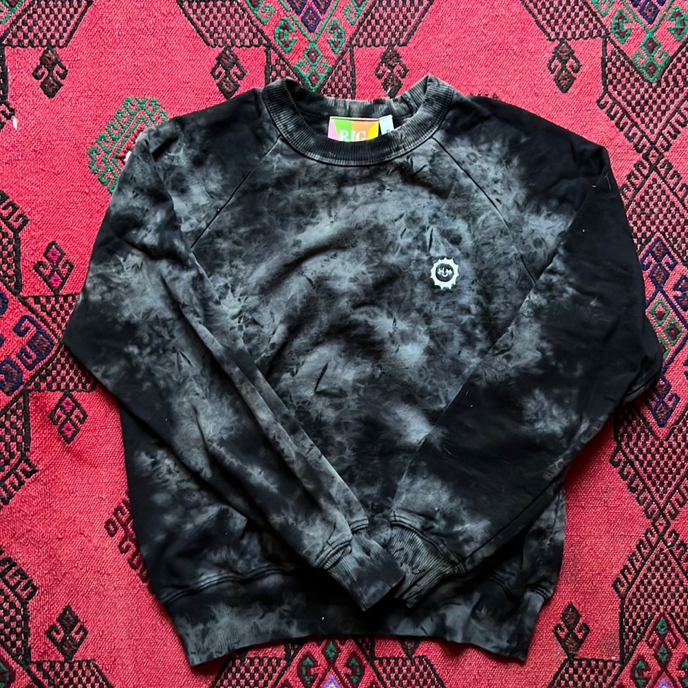 Big Bud Press Tie Dye Crewneck Sweatshirt in Black